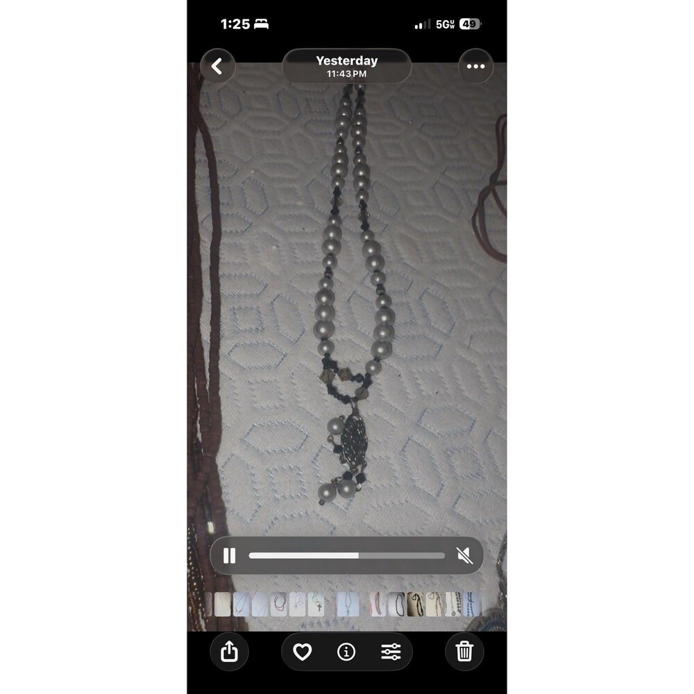Necklace Artisan Faux Silver Tone Pearls Beaded Toggle Clasp 18”